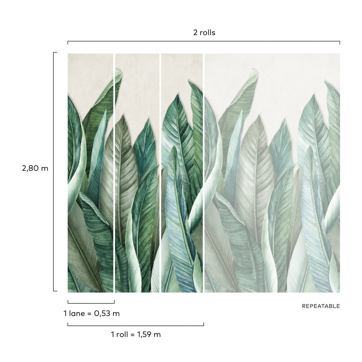 Galerie Orom II Branched Leaves All-over Green Mural A39501