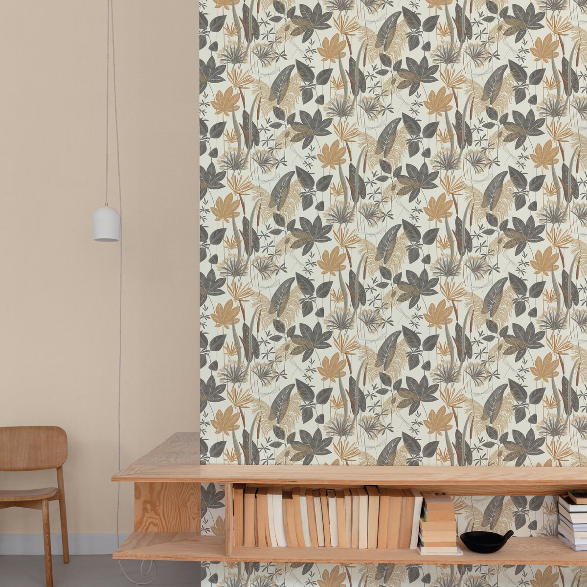 Galerie Arcadia Branched Leaves All-over Beige Wallpaper ARA