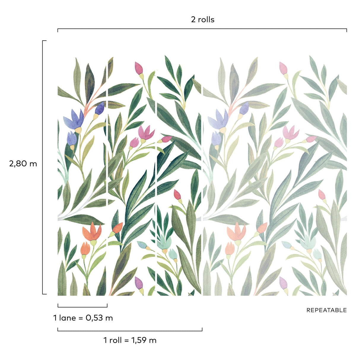 Galerie Orom II Classical Floral All-over Green Mural A72801