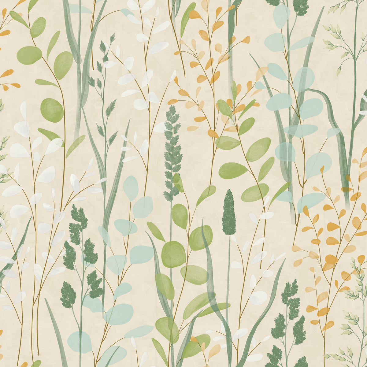 Galerie Karuna Branched Leaves All-over Green Wallpaper KRA7