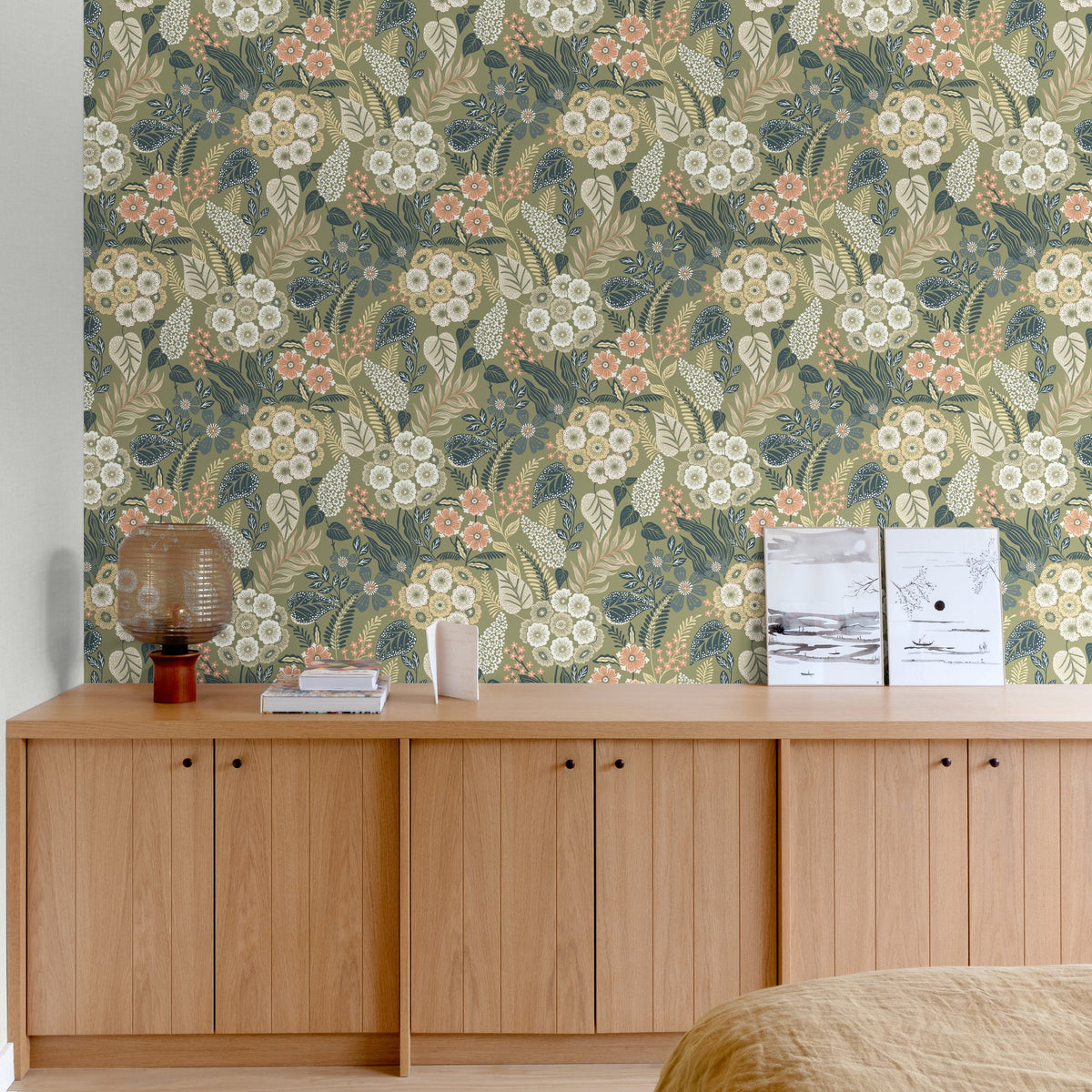 Galerie Karuna Classical Floral All-over Green Wallpaper KRA