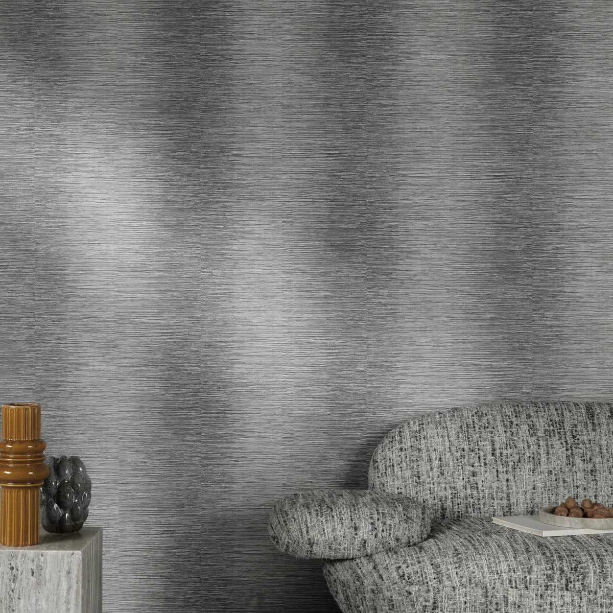 Galerie Textured Vibes Irregular Stripes Black Wallpaper A77