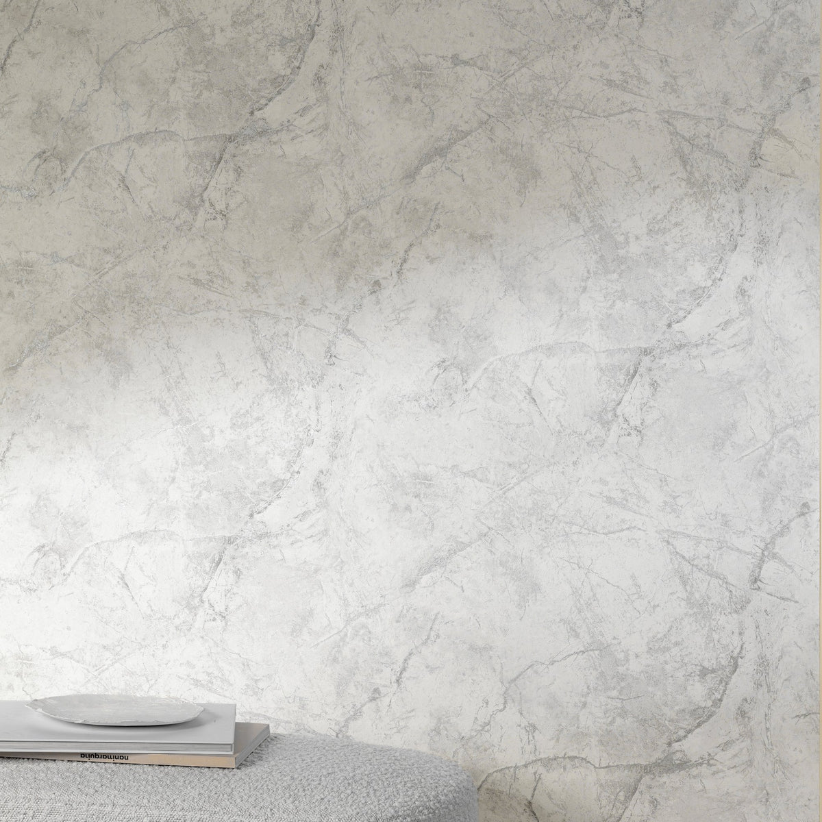 Galerie Textured Vibes Marble Plain White Wallpaper A78001