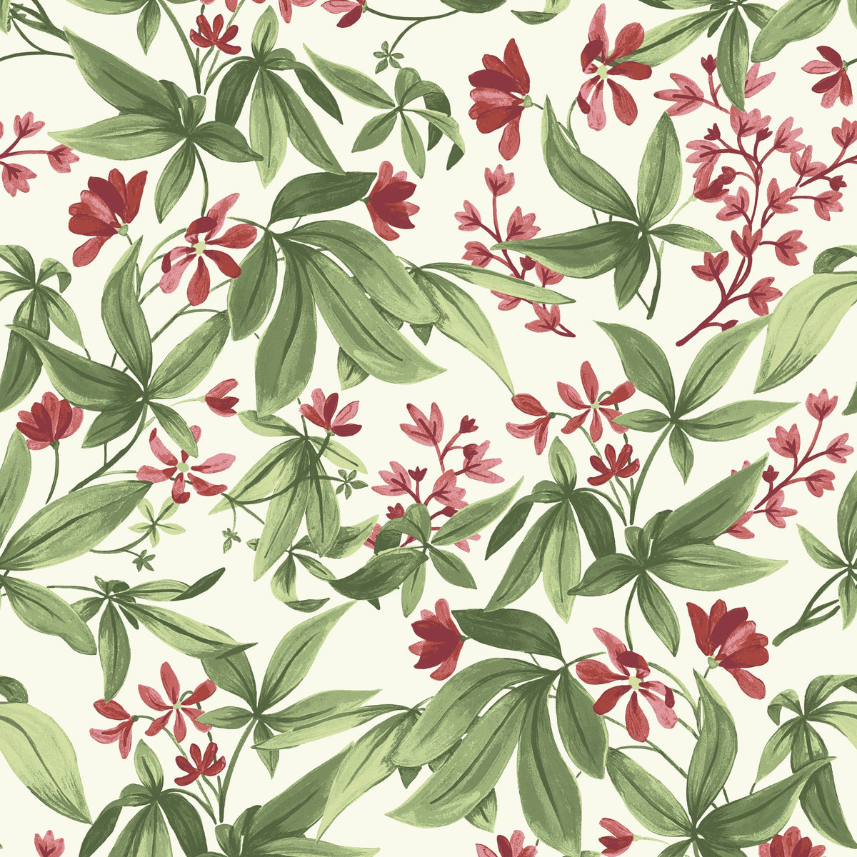 Galerie Inia Classical Floral All-over Green Wallpaper INA80