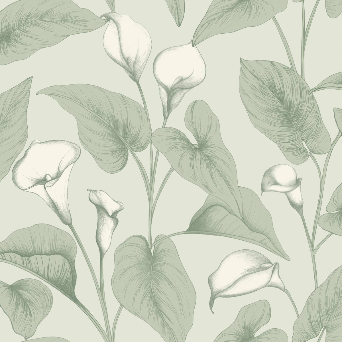 Galerie Inia Branched Leaves All-over Green Wallpaper INA836