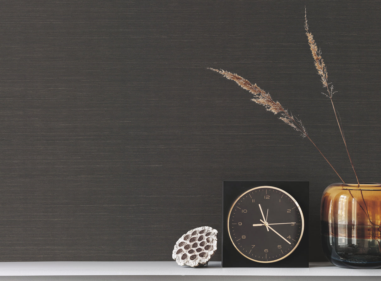 York AB2195 Sisal Grasscloth Black Wallpaper