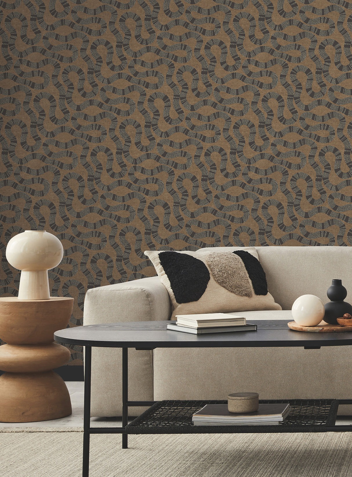 Antonina Vella AB3001 Ophidia Brown Wallpaper - Eade's Wallpaper