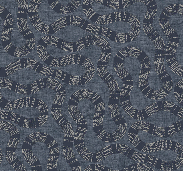 Antonina Vella AB3002 Ophidia Navy Wallpaper - Eade's Wallpaper