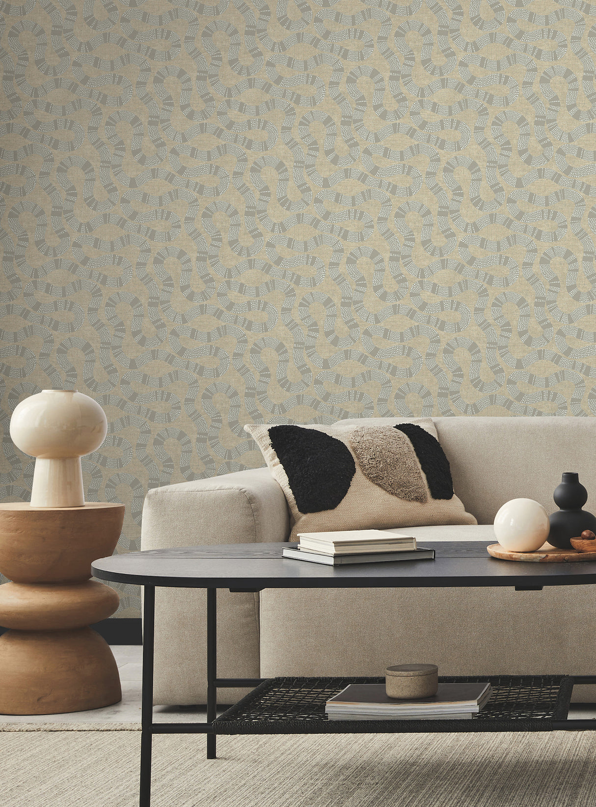 Antonina Vella AB3003 Ophidia Taupe Wallpaper - Eade's Wallpaper