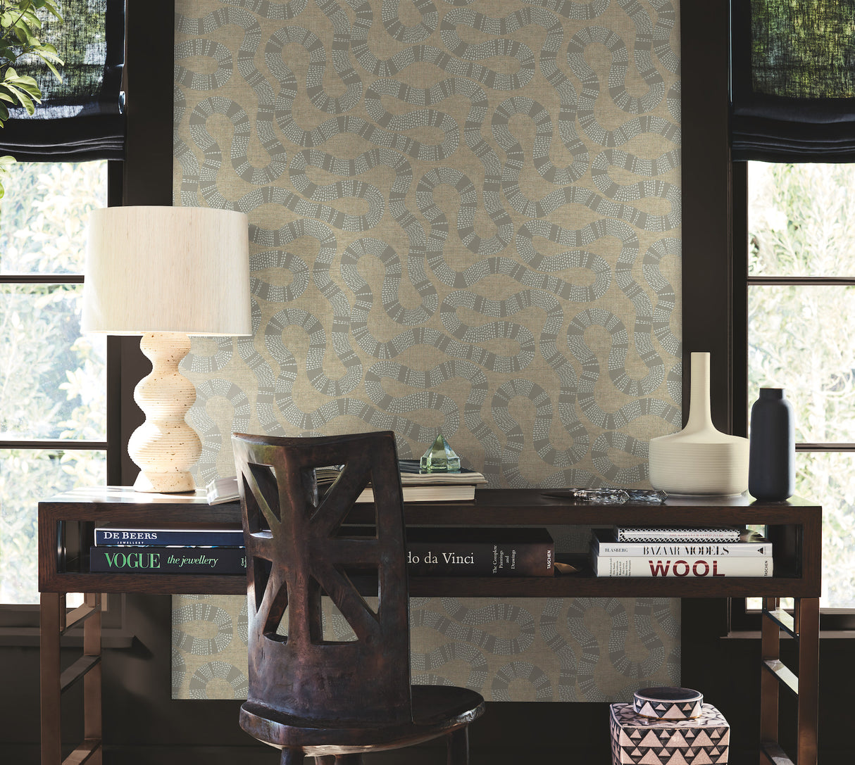 Antonina Vella AB3003 Ophidia Taupe Wallpaper - Eade's Wallpaper
