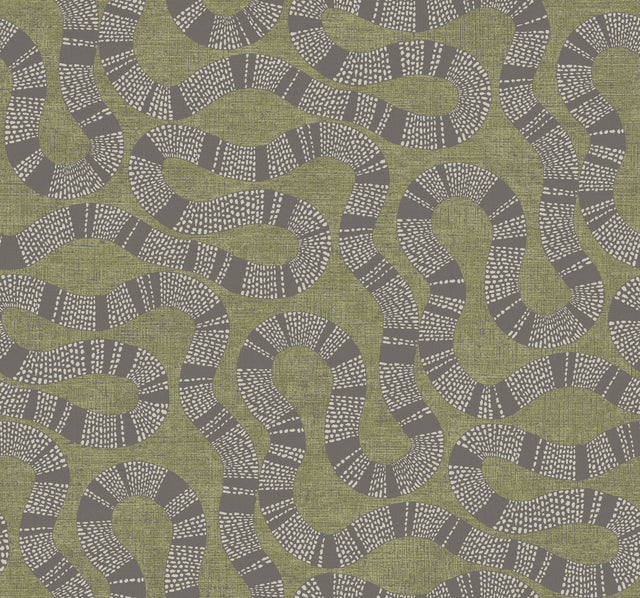 Antonina Vella AB3005 Ophidia Olive Wallpaper - Eade's Wallpaper
