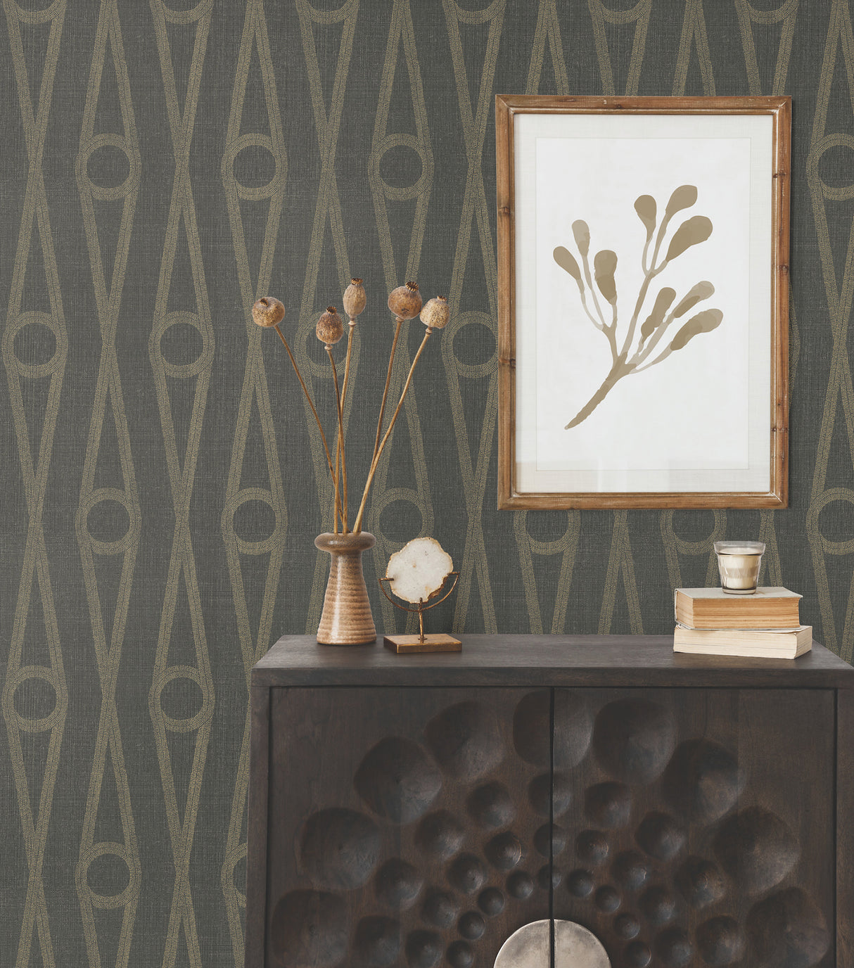 Antonina Vella AB3014 Henlein Charcoal Wallpaper - Eade's Wallpaper