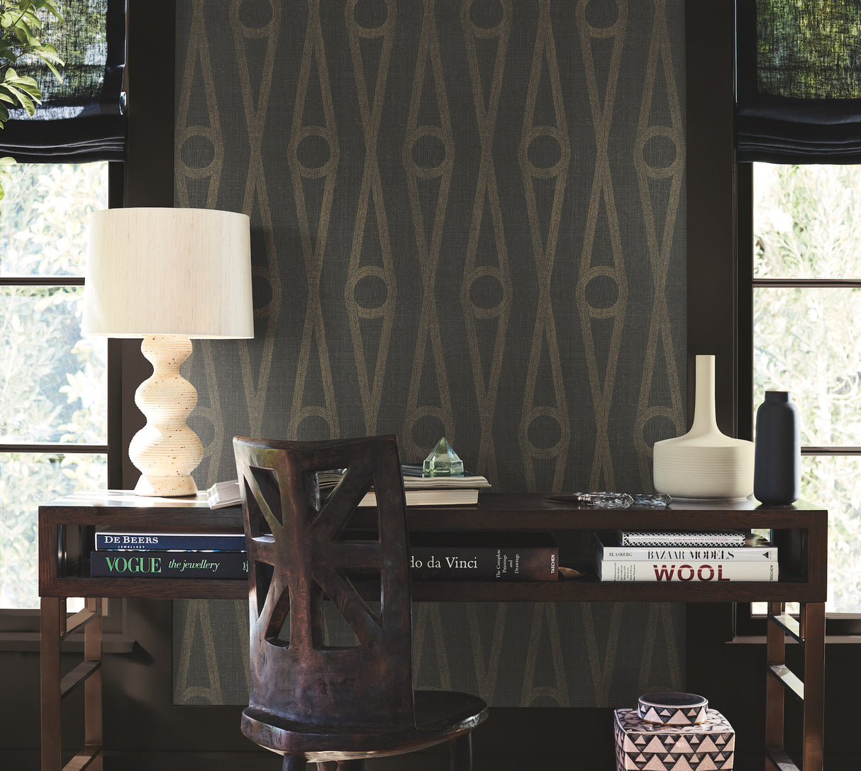 Antonina Vella AB3014 Henlein Charcoal Wallpaper - Eade's Wallpaper