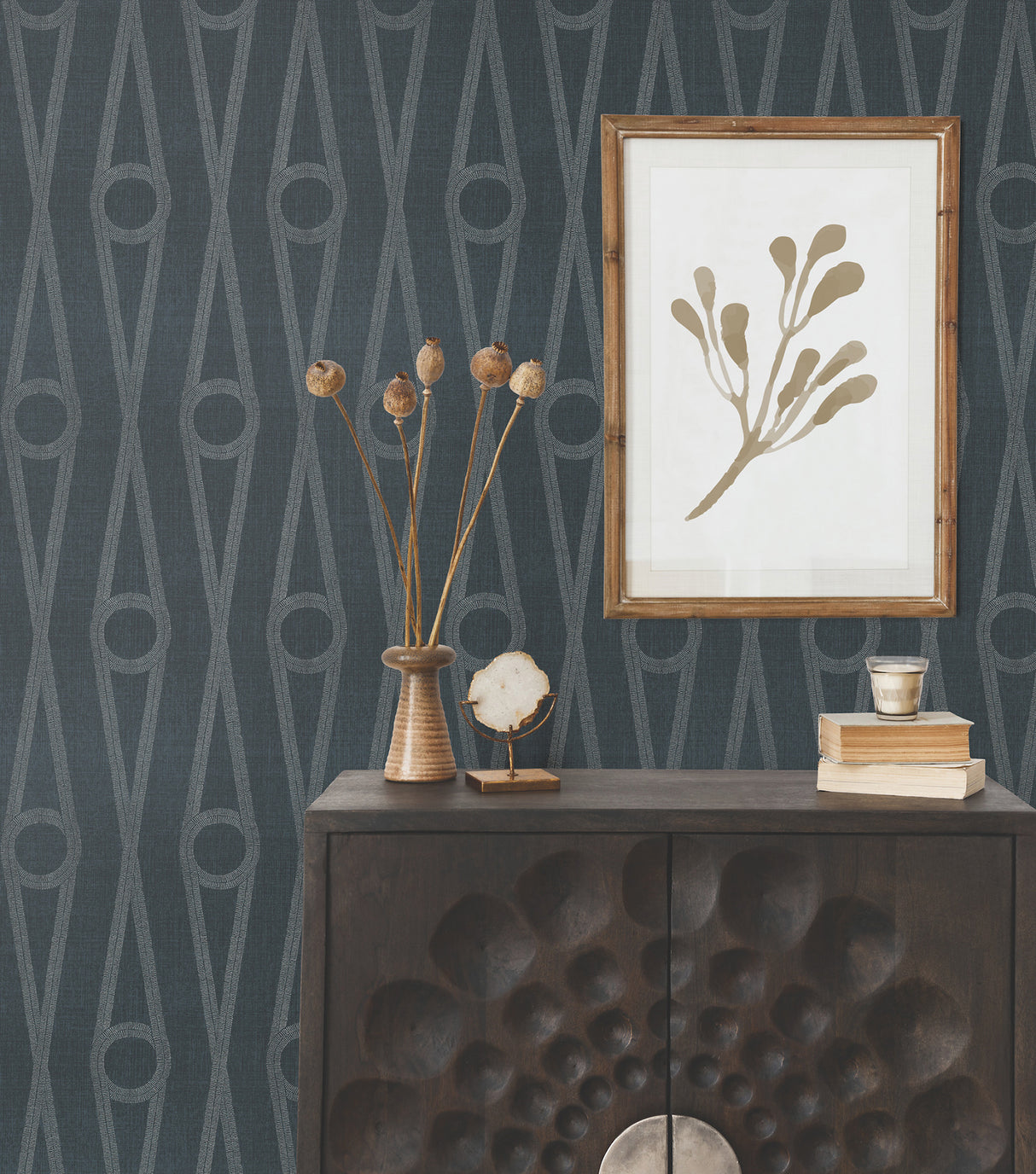 Antonina Vella AB3015 Henlein Indigo Wallpaper - Eade's Wallpaper