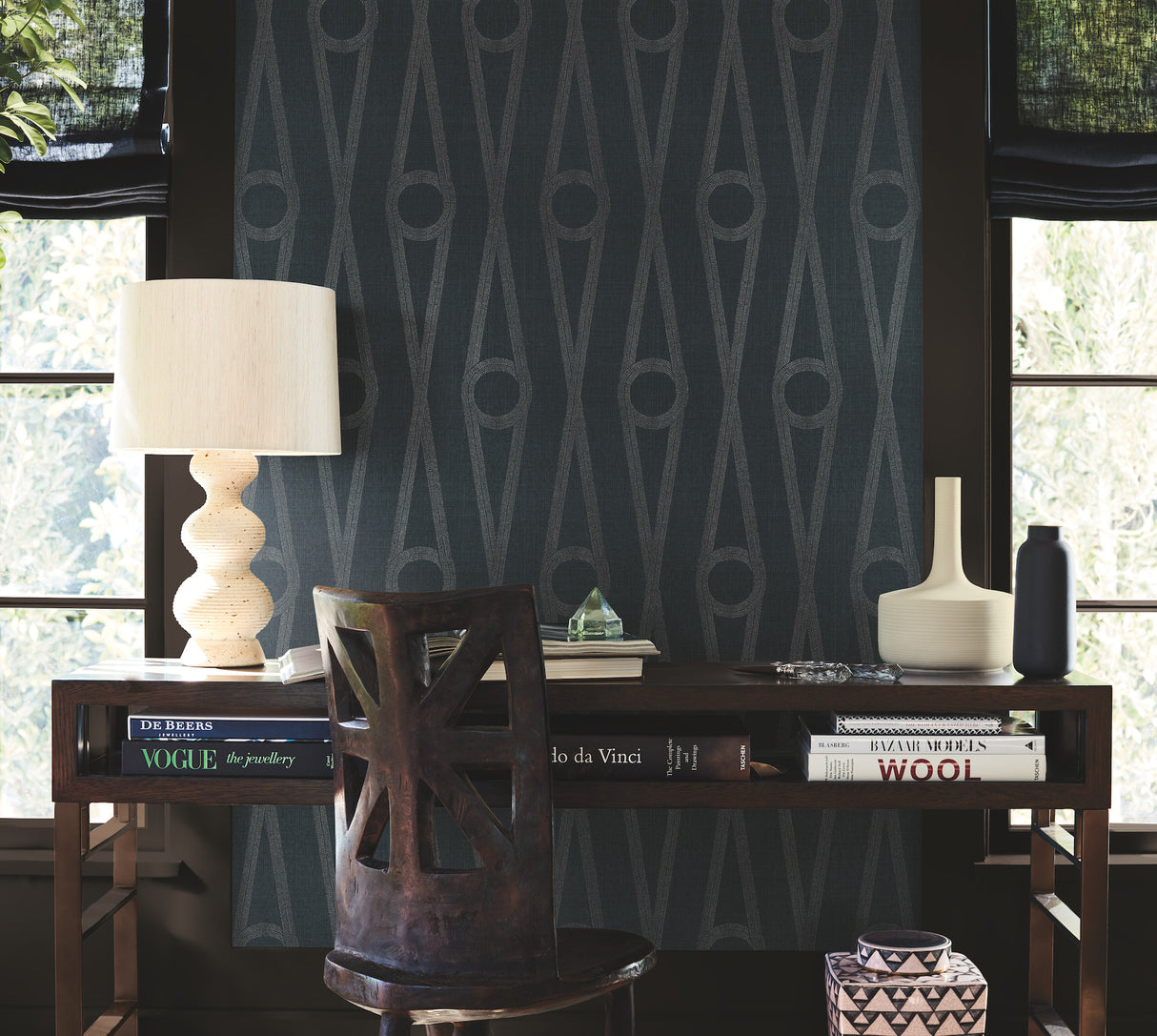 Antonina Vella AB3015 Henlein Indigo Wallpaper - Eade's Wallpaper