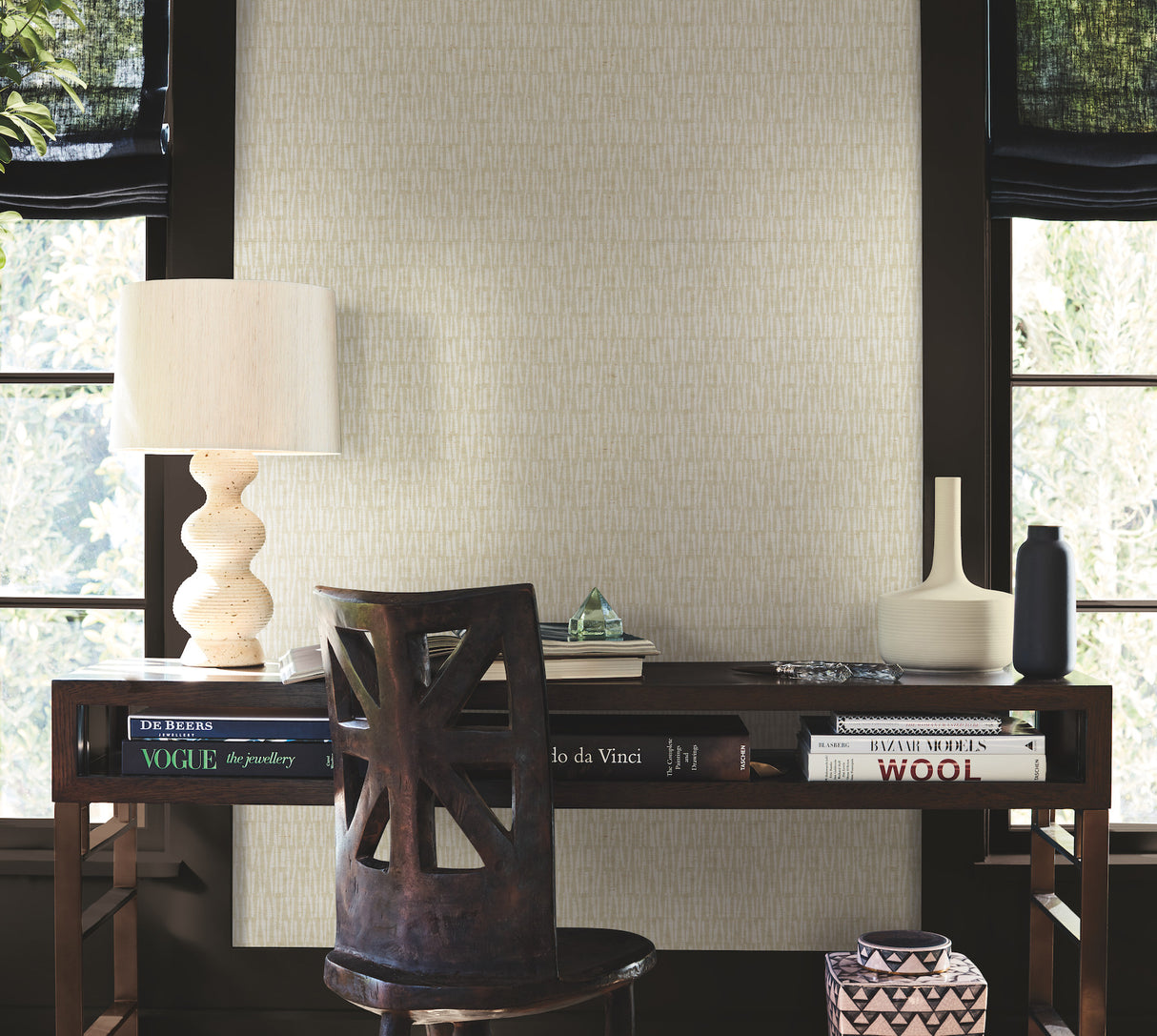 Antonina Vella AB3041 Thatched Taupe Wallpaper - Eade's Wallpaper