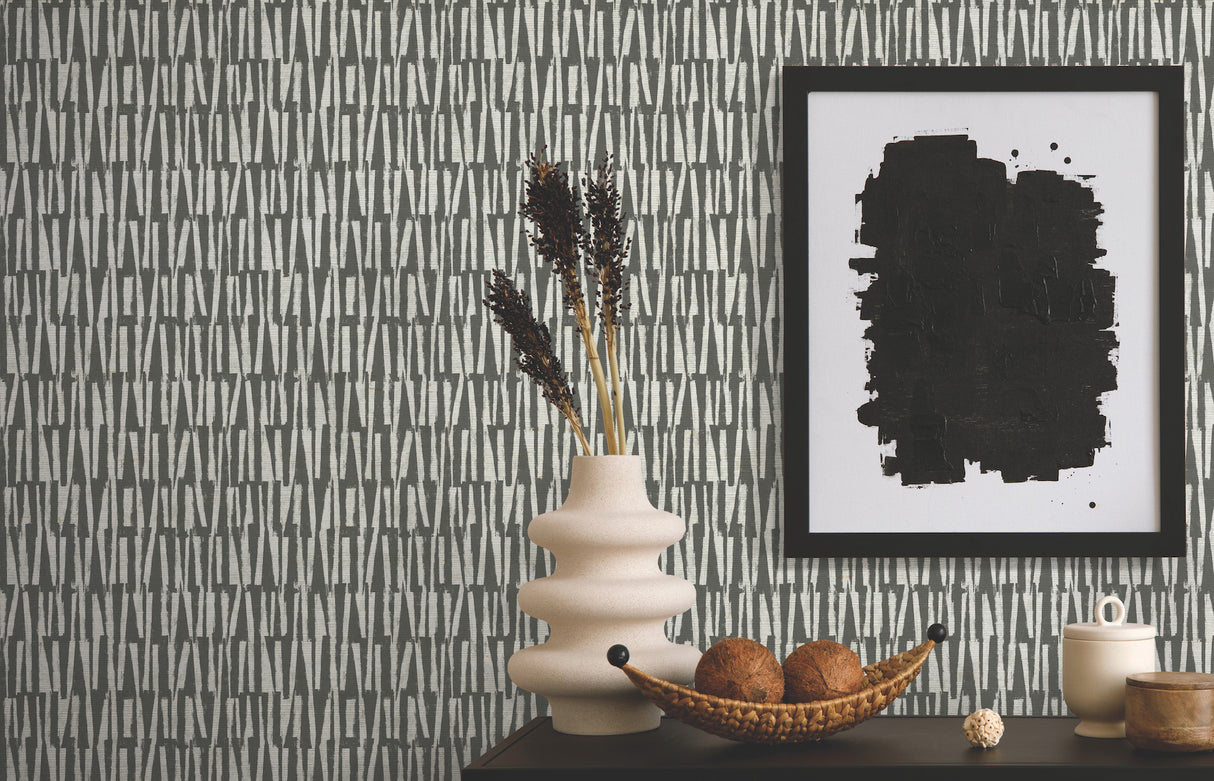 Antonina Vella AB3042 Thatched Black Wallpaper - Eade's Wallpaper