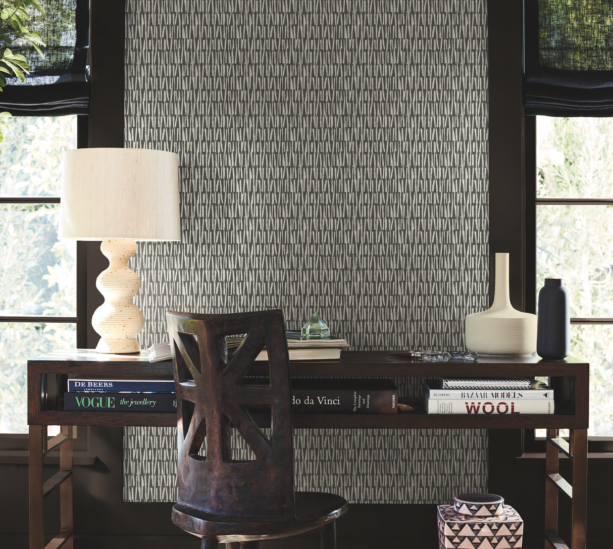 Antonina Vella AB3042 Thatched Black Wallpaper - Eade's Wallpaper