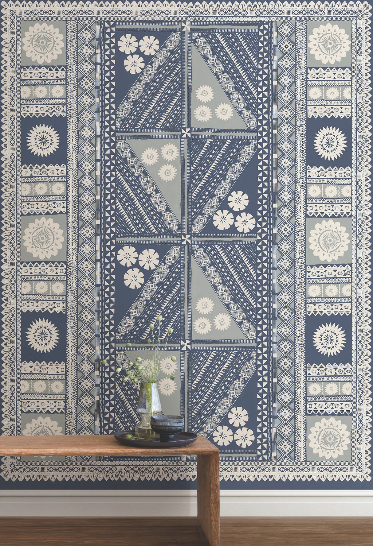 Antonina Vella AB3058M Tapa Indigo Wall Mural - Eade's Wallpaper