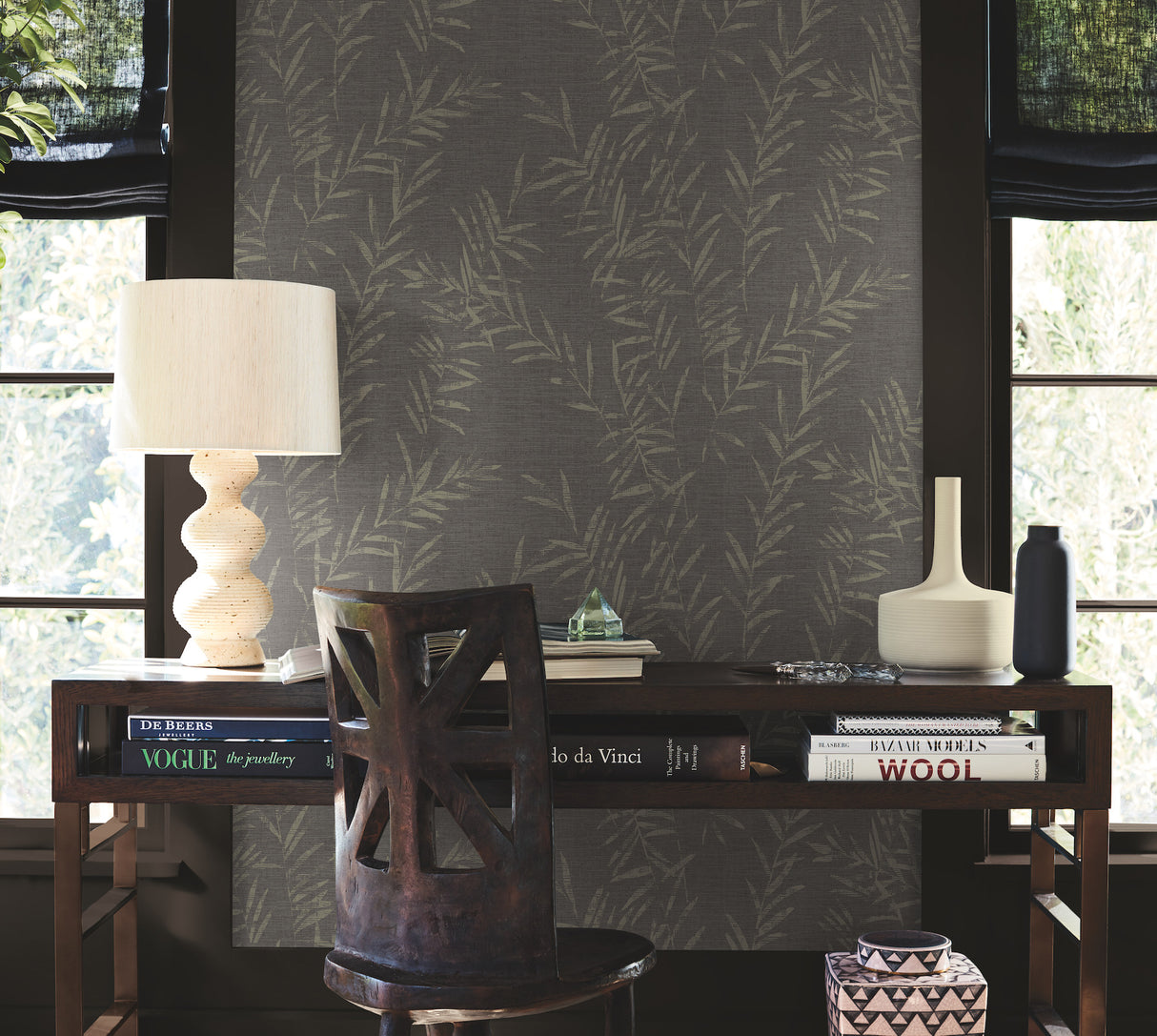 Antonina Vella AB3061 Allerton Bamboo Black Wallpaper - Eade's Wallpaper