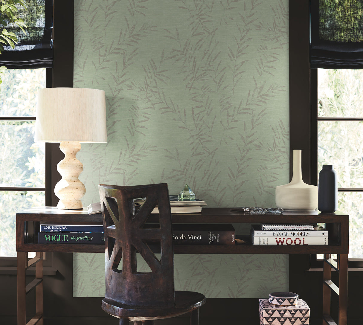 Antonina Vella AB3064 Allerton Bamboo Sage Wallpaper - Eade's Wallpaper