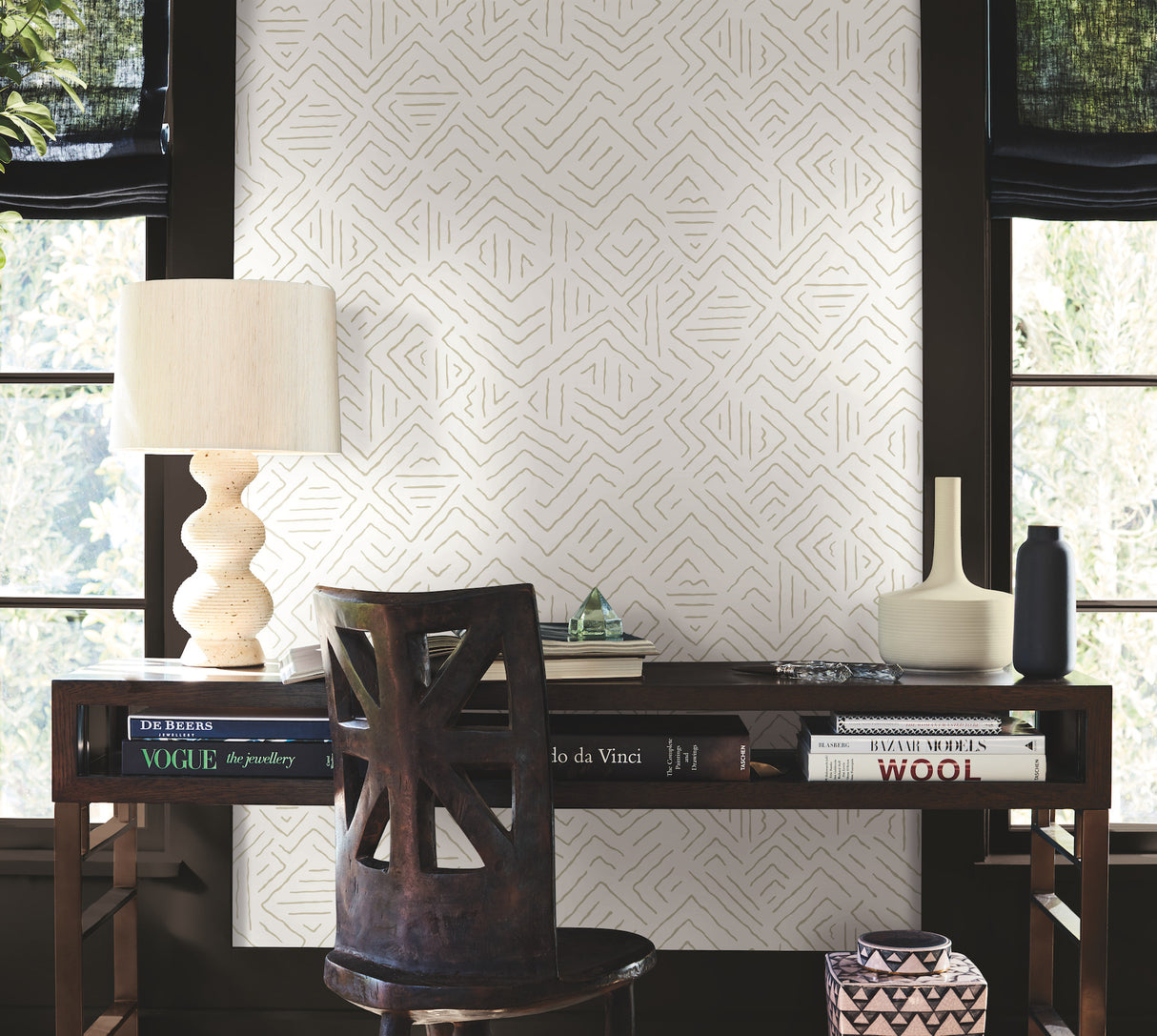 Antonina Vella AB3085 Sirih Beige Wallpaper - Eade's Wallpaper