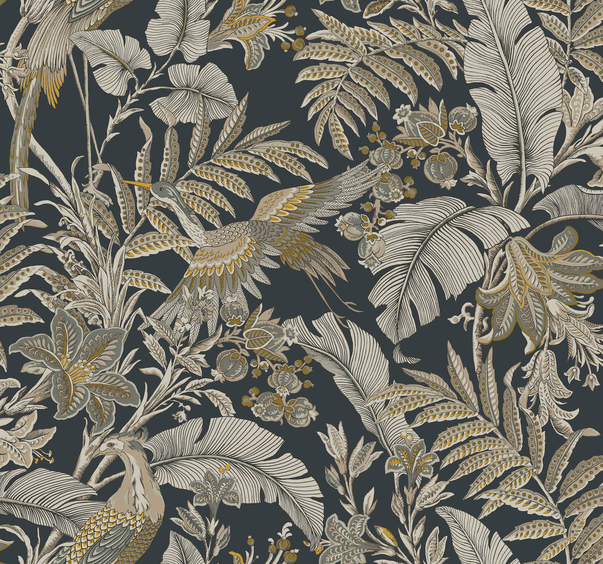 Antonina Vella AB3104 Heronwood Black Wallpaper - Eade's Wallpaper