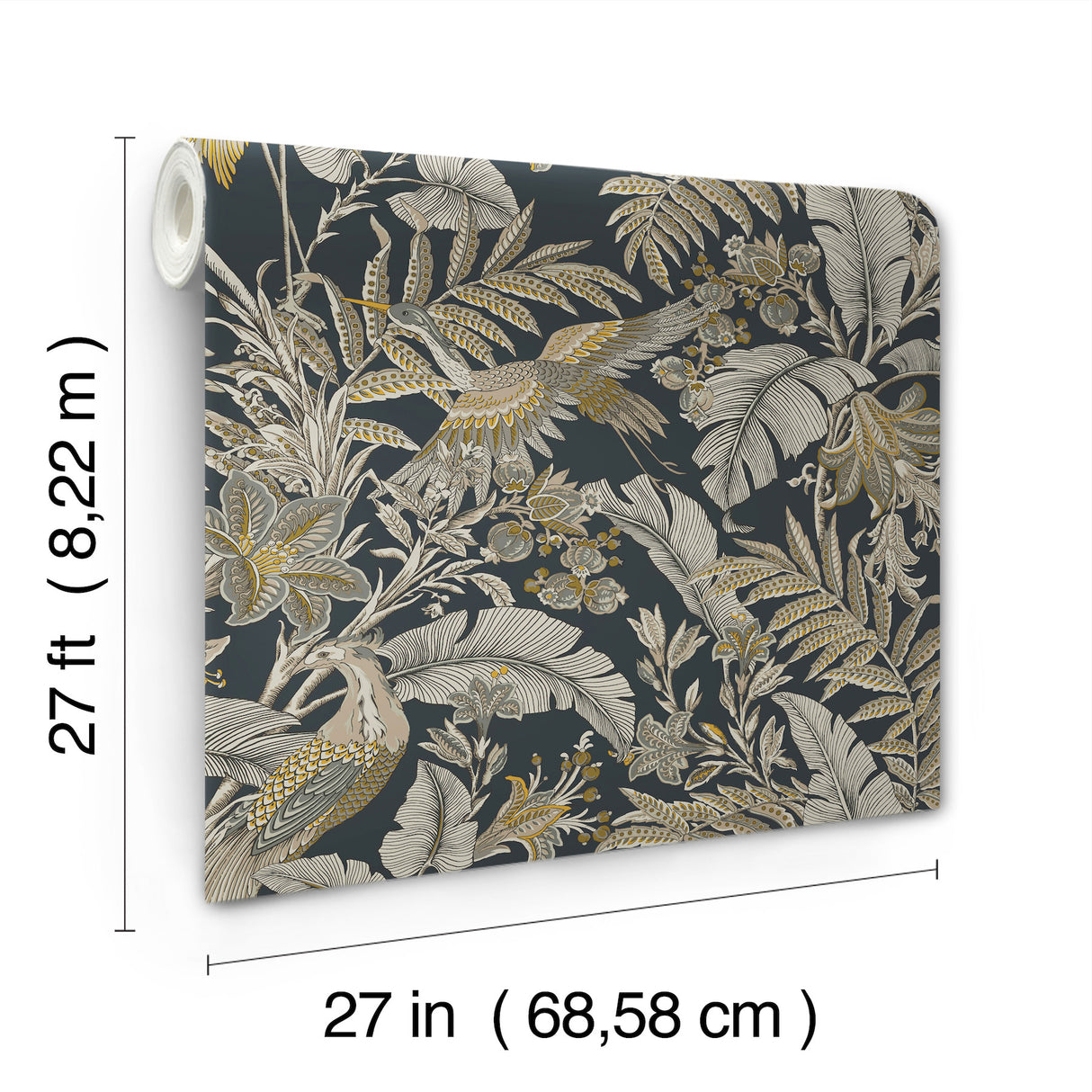 Antonina Vella AB3104 Heronwood Black Wallpaper - Eade's Wallpaper