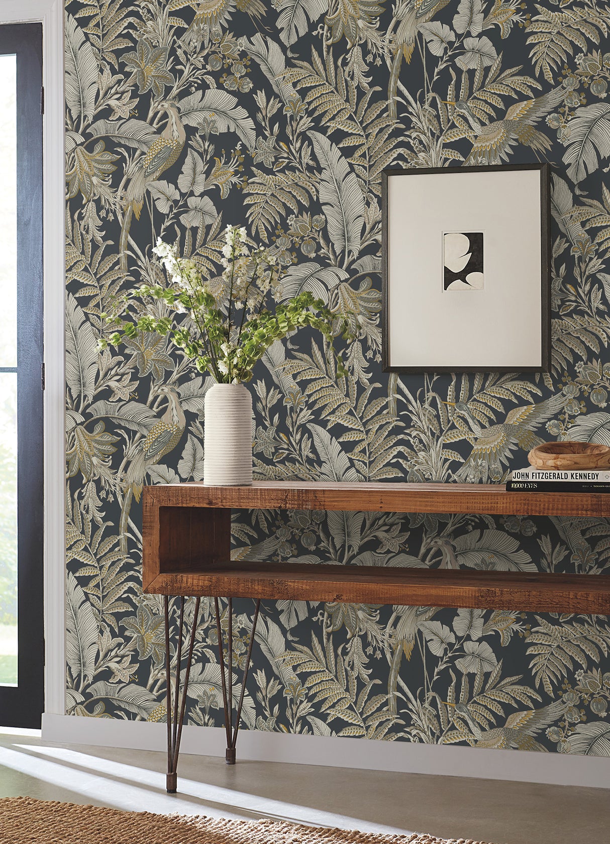 Antonina Vella AB3104 Heronwood Black Wallpaper - Eade's Wallpaper