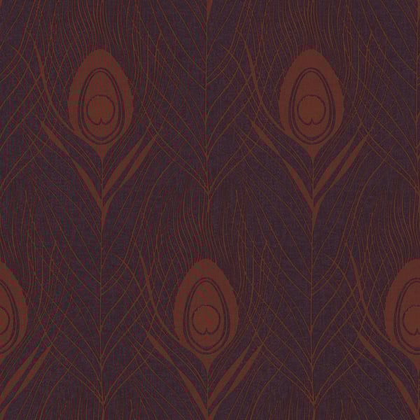 Galerie AC60007 Purple Lilac Peacock Feather Motif - Eade's Wallpaper