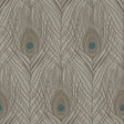 Galerie AC60008 Beige Peacock Feather Motif - Eade's Wallpaper