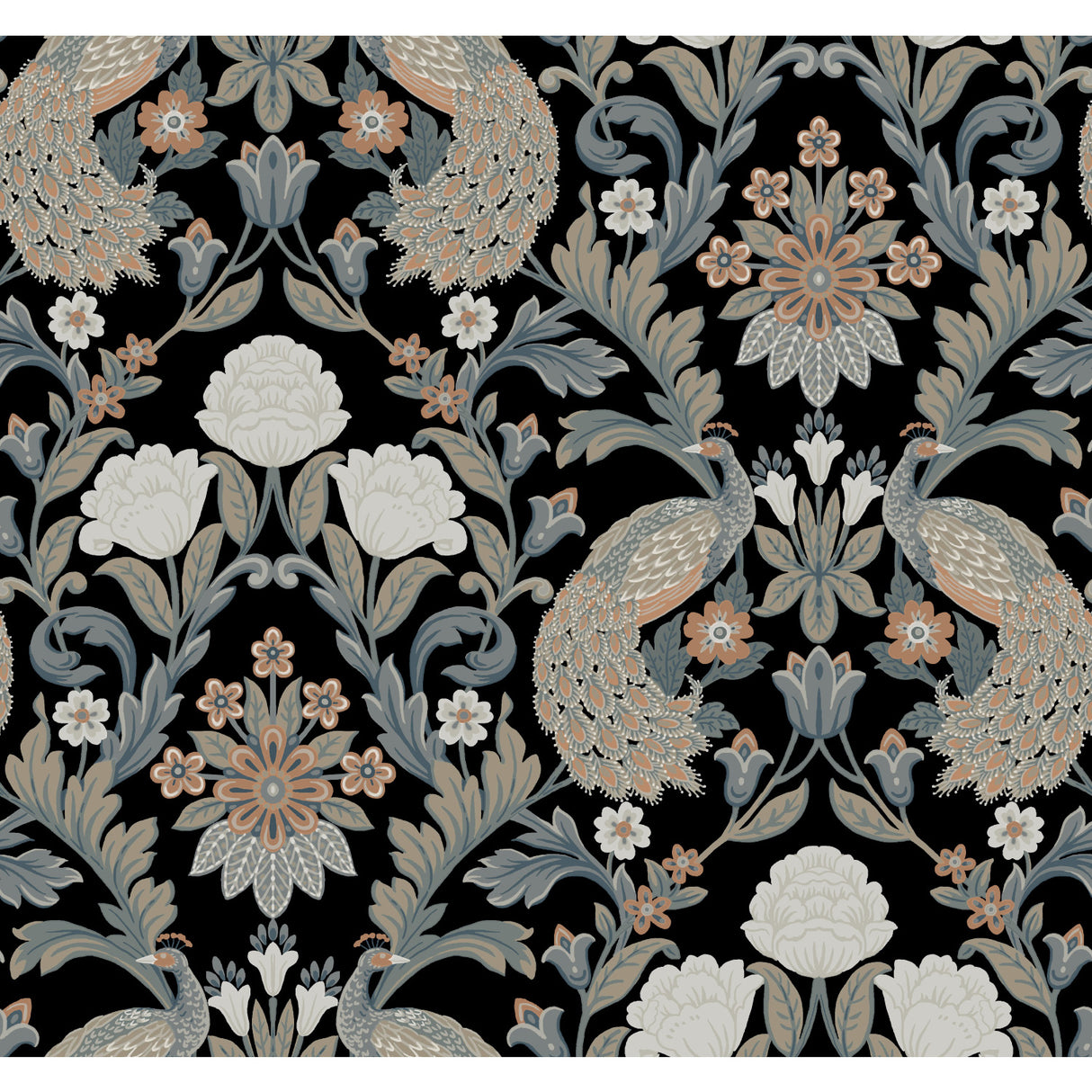 York AC9101 Plume Dynasty  Black Wallpaper
