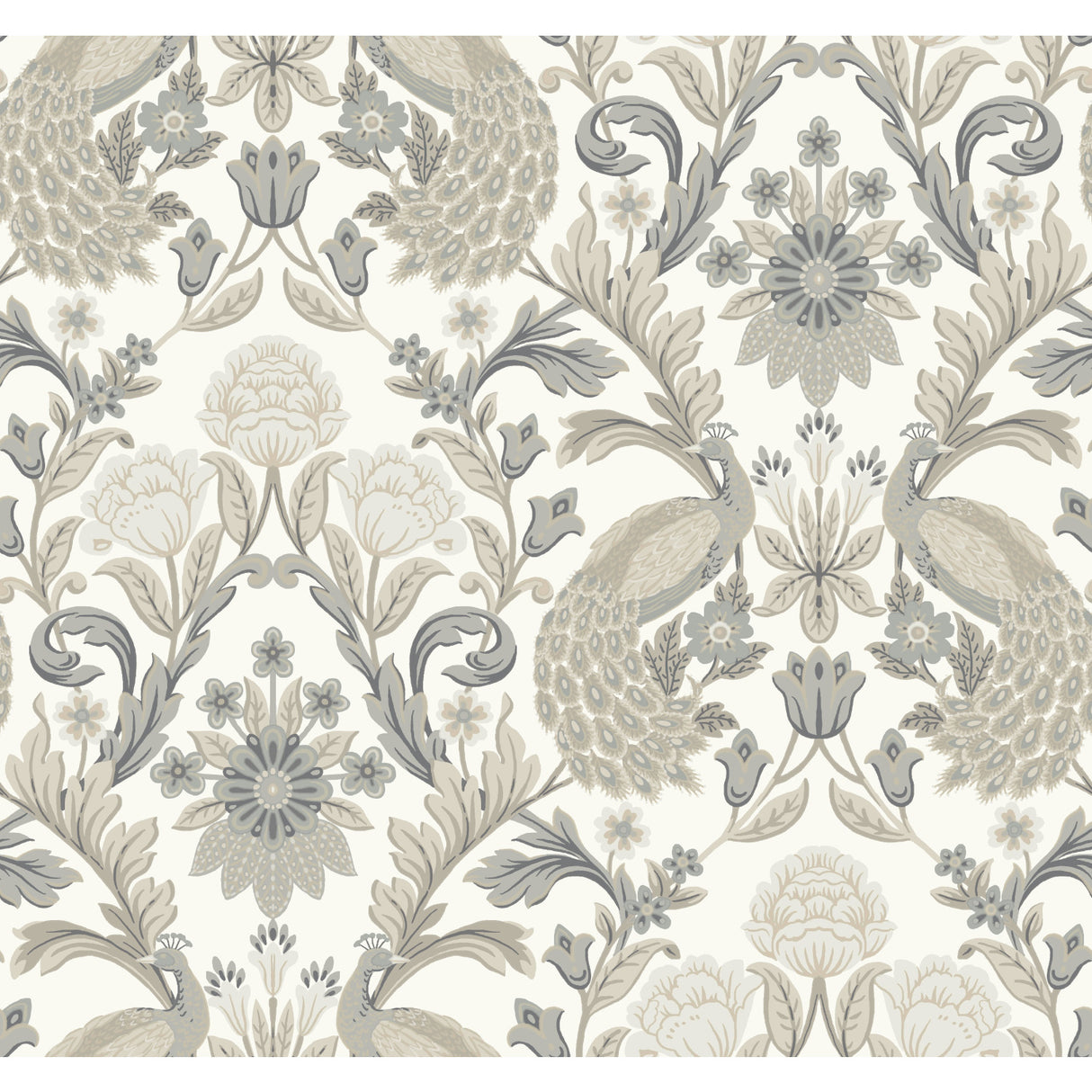 York AC9102 Plume Dynasty White & Neutral Metallic Wallpaper
