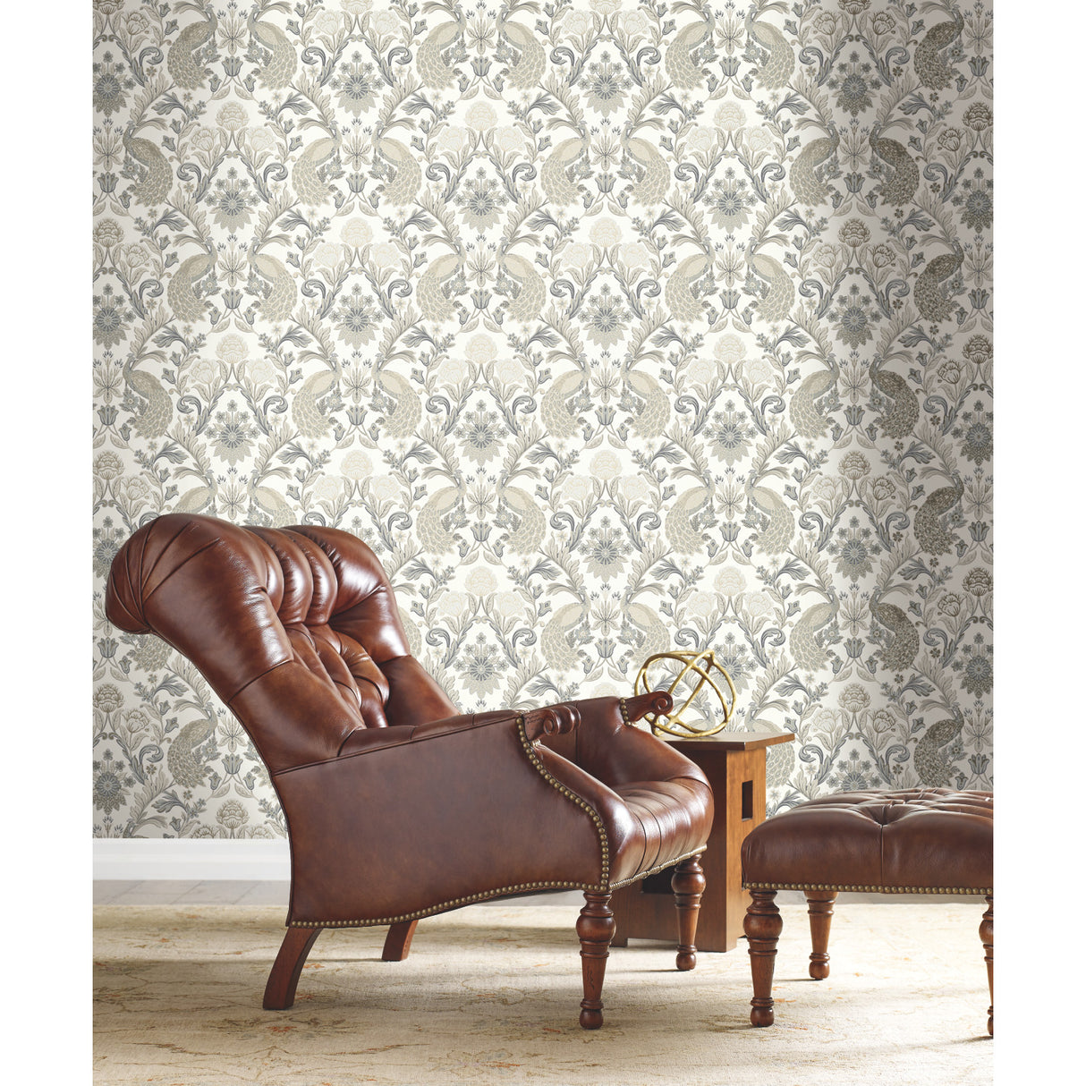 York AC9102 Plume Dynasty White & Neutral Metallic Wallpaper