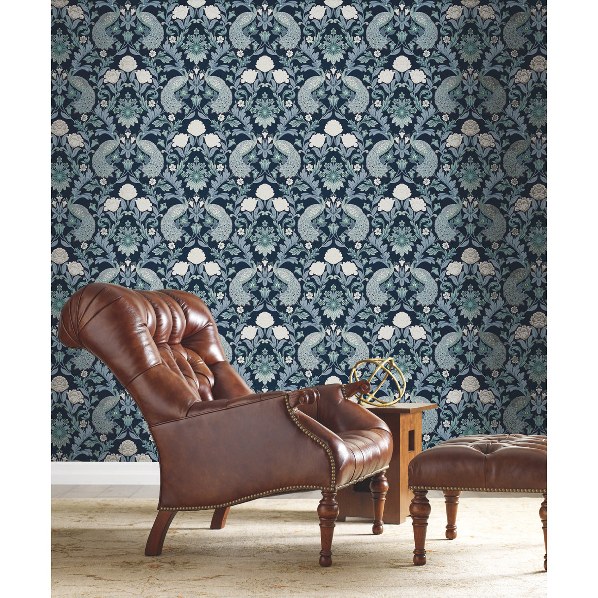 York AC9103 Plume Dynasty Navy Wallpaper