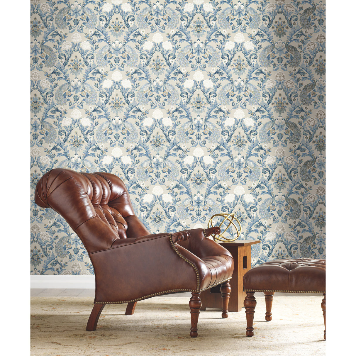 York AC9105 Plume Dynasty Neutral & Blue Wallpaper