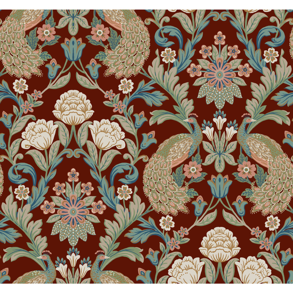 York AC9106 Plume Dynasty Red Metallic Wallpaper