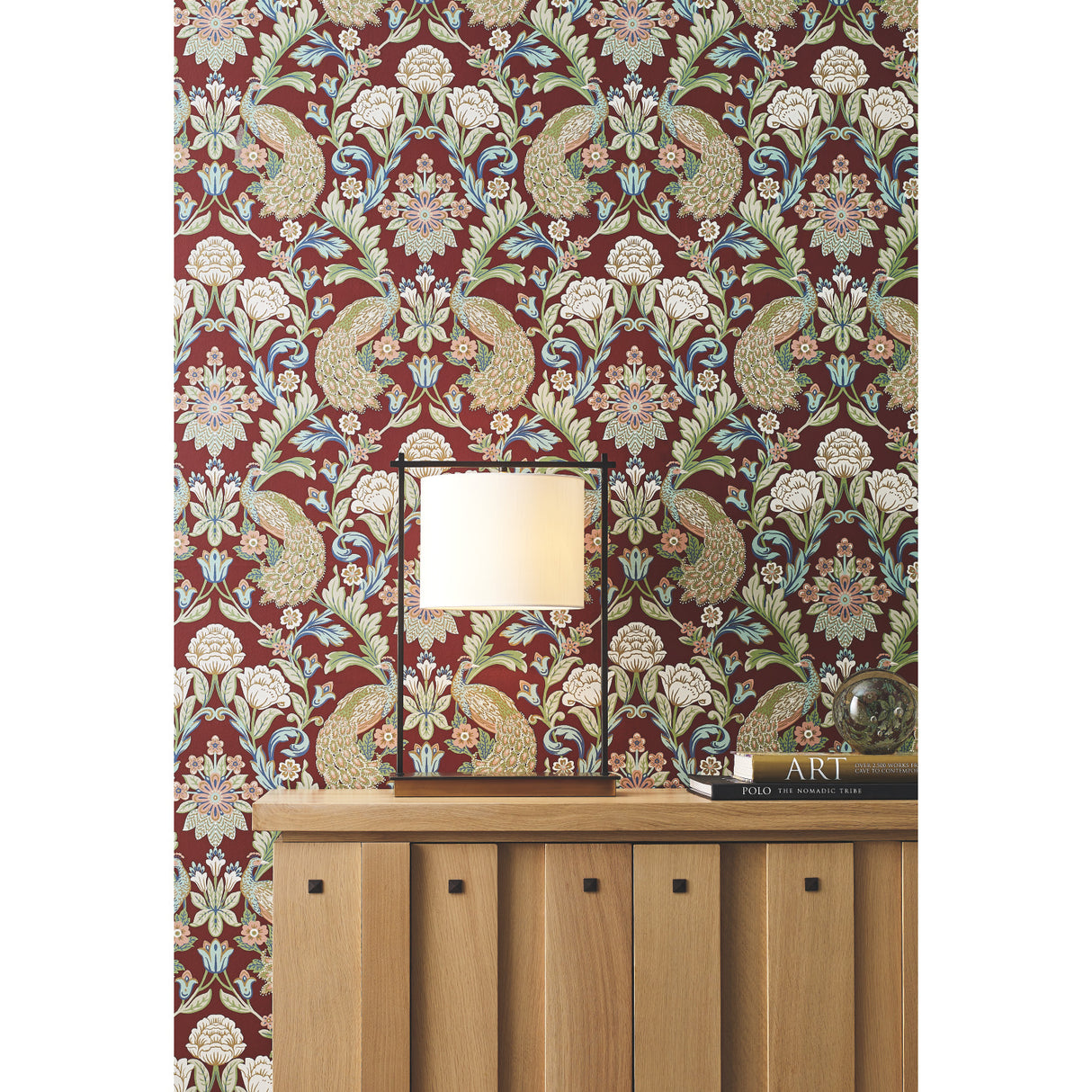York AC9106 Plume Dynasty Red Metallic Wallpaper
