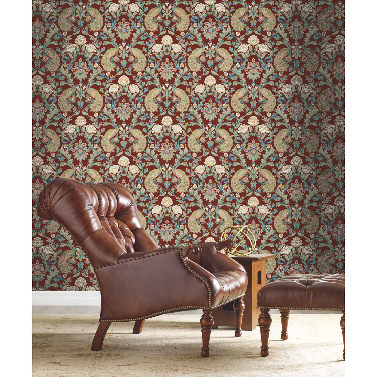 York AC9106 Plume Dynasty Red Metallic Wallpaper