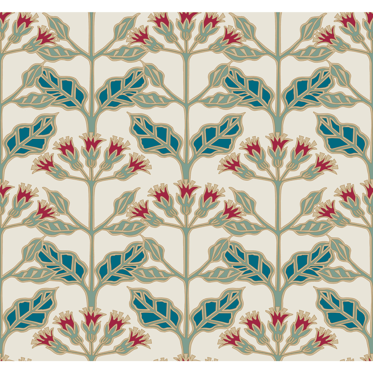 York AC9111 Tracery Blooms Cream Metallic Wallpaper