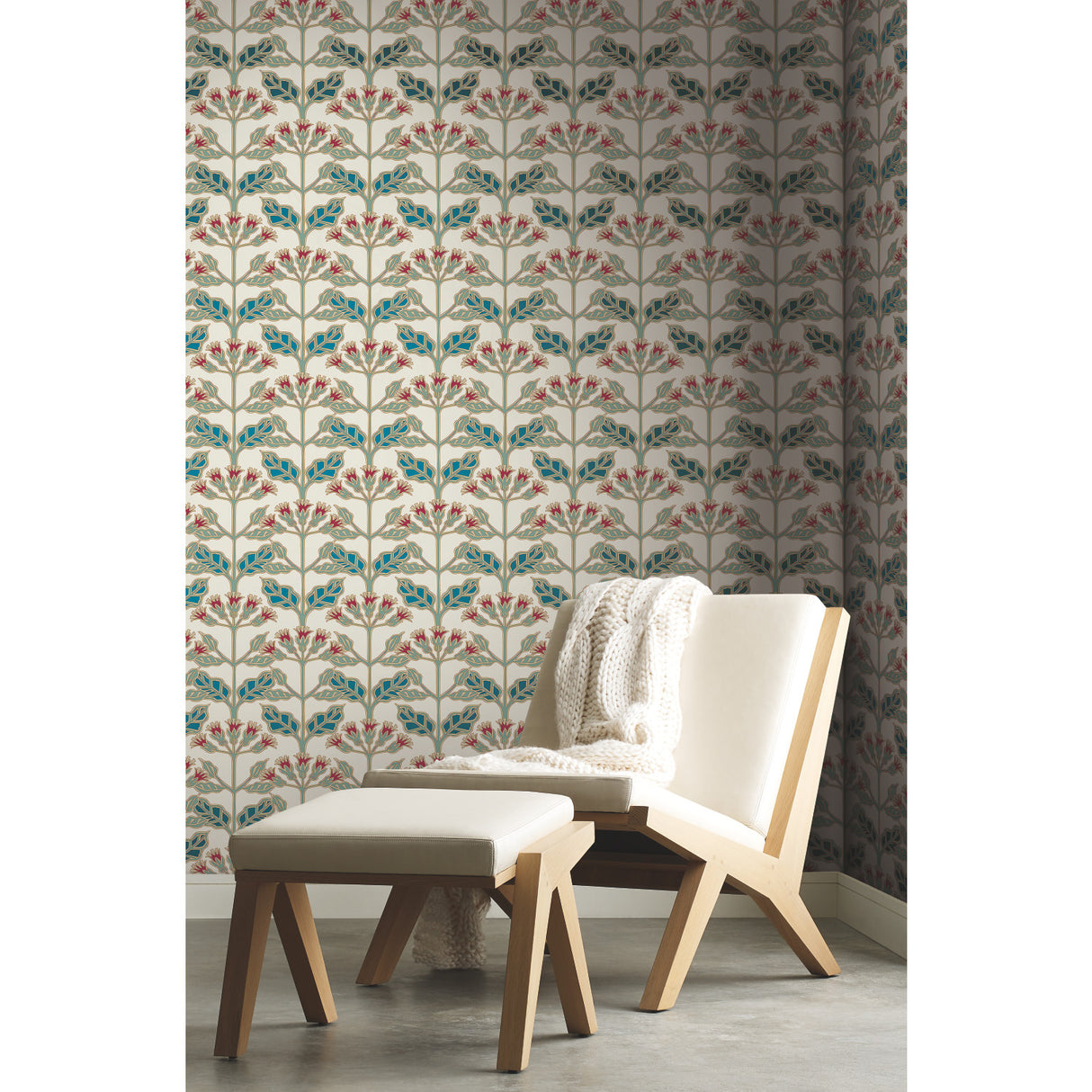 York AC9111 Tracery Blooms Cream Metallic Wallpaper