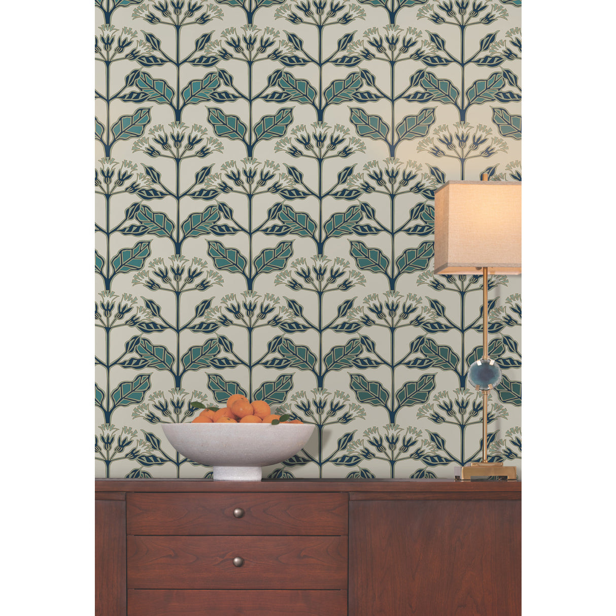 York AC9112 Tracery Blooms Beige Metallic Wallpaper