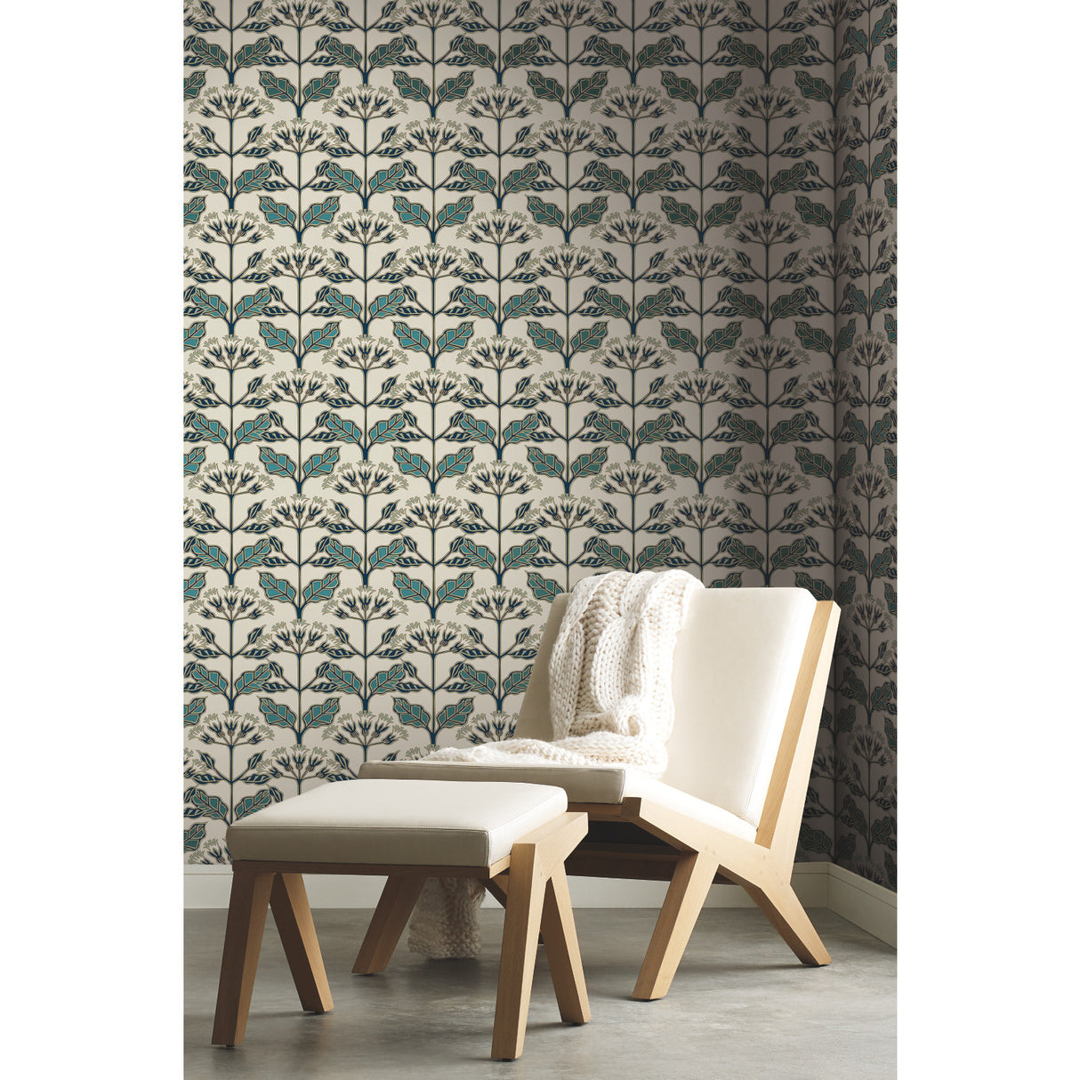 York AC9112 Tracery Blooms Beige Metallic Wallpaper