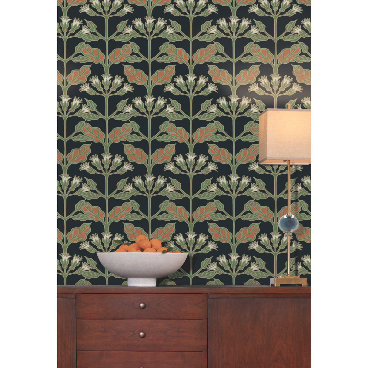 York AC9113 Tracery Blooms Black Metallic Wallpaper