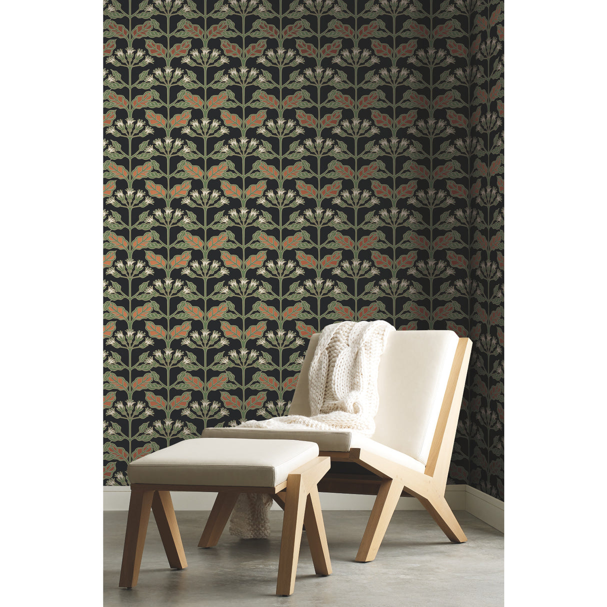 York AC9113 Tracery Blooms Black Metallic Wallpaper