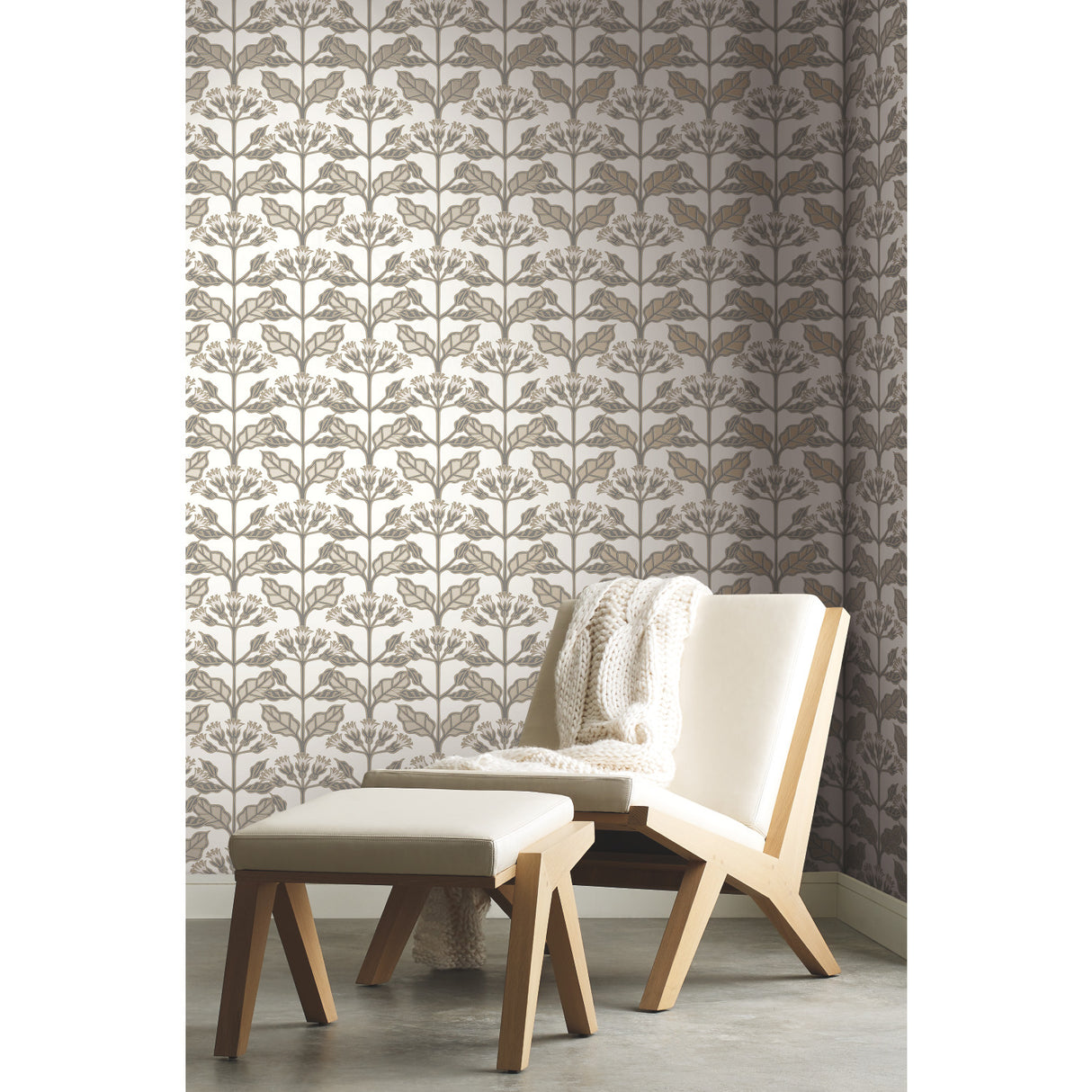York AC9114 Tracery Blooms White Wallpaper