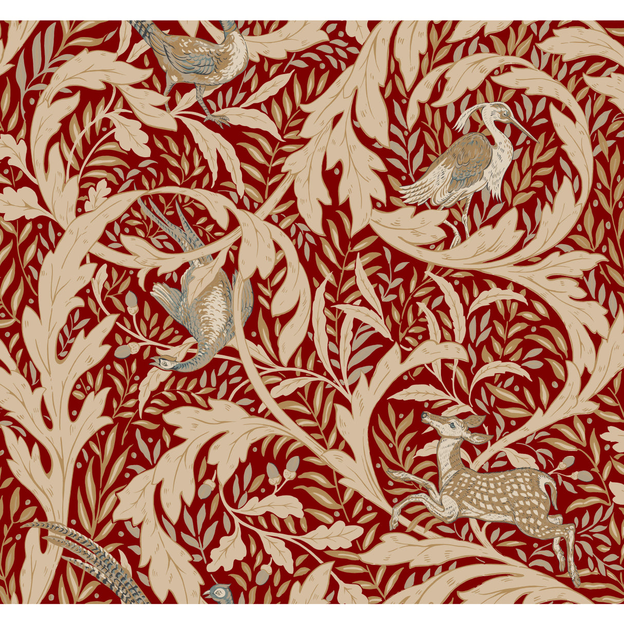 York AC9121 Woodland Tapestry Red Metallic Wallpaper