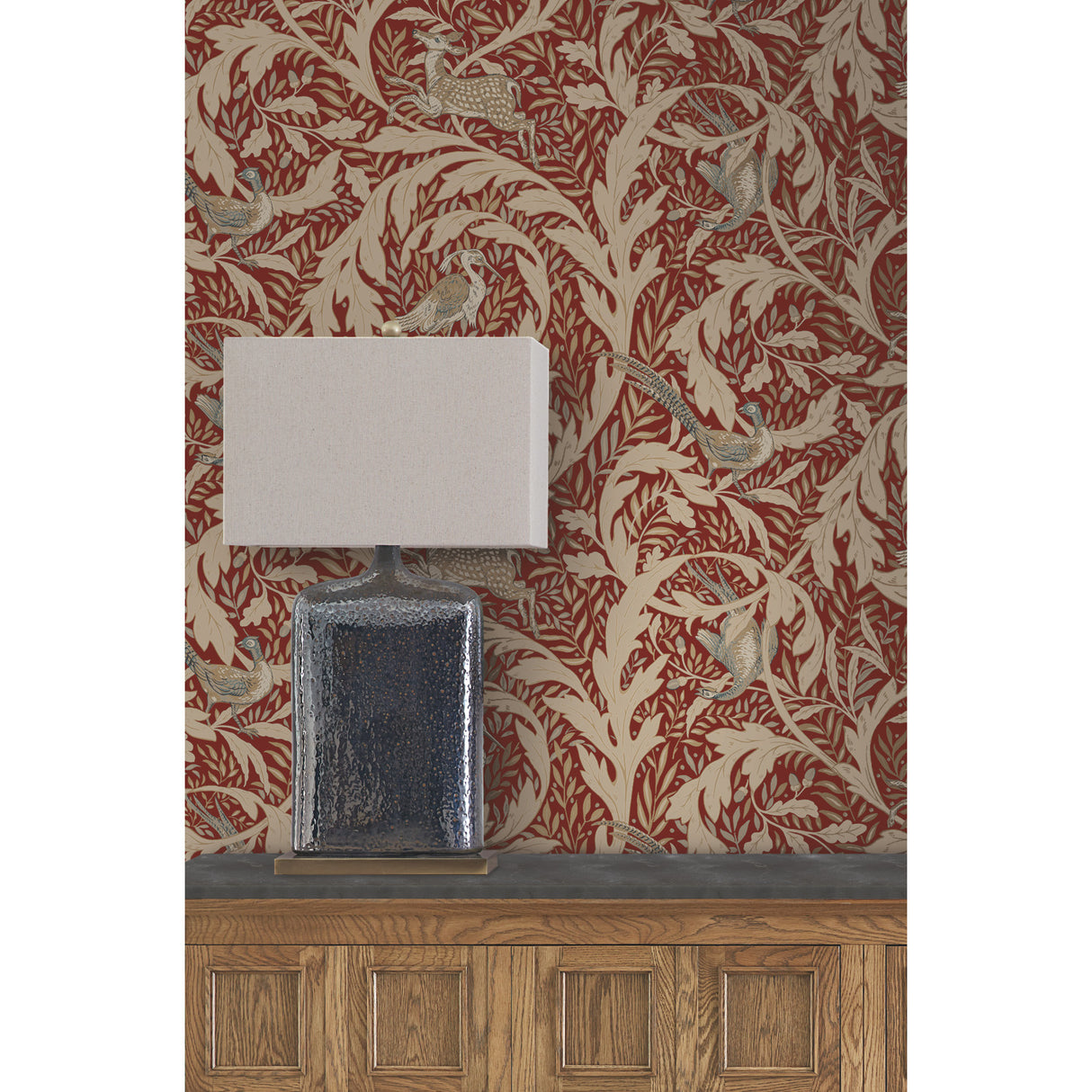 York AC9121 Woodland Tapestry Red Metallic Wallpaper