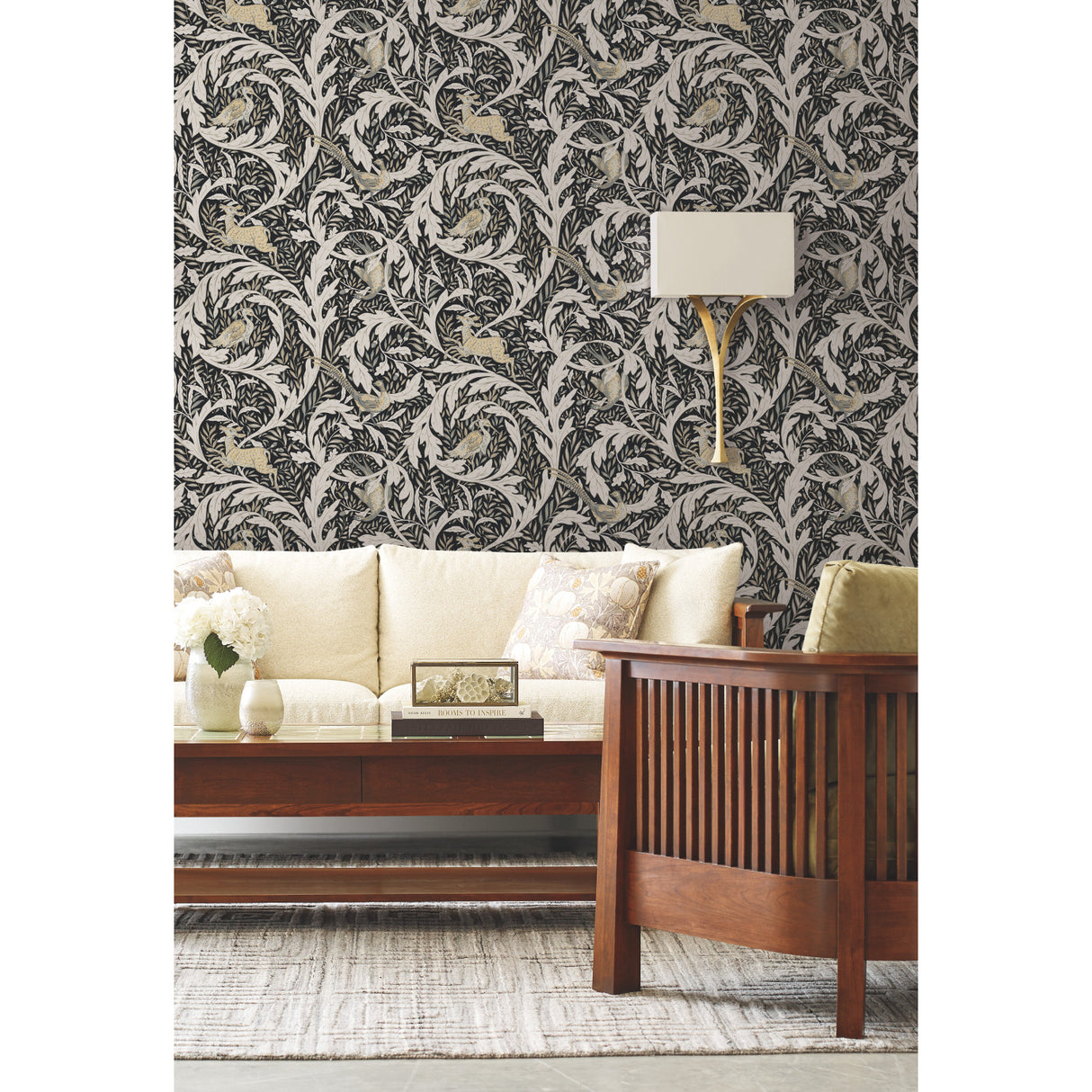 York AC9122 Woodland Tapestry Black Wallpaper