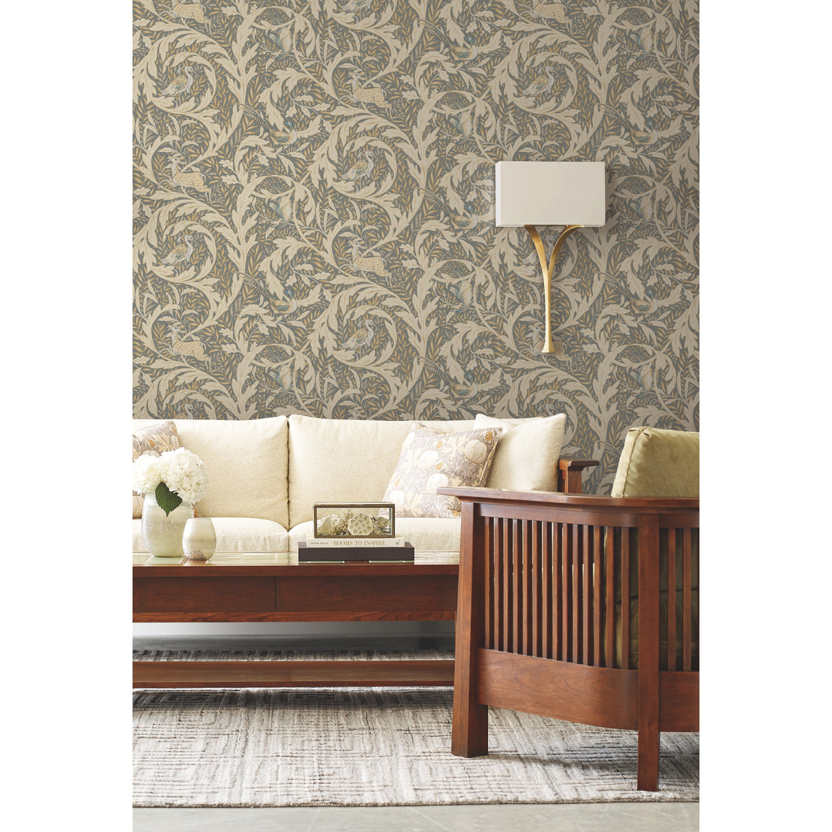 York AC9123 Woodland Tapestry Neutral Metallic Wallpaper